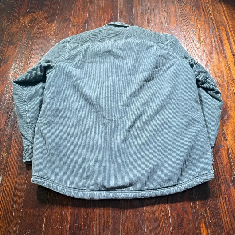 LL Bean‎ Corduroy Shacket Mens LT Blue Gray Sherpa Lined Shirt Jacket 512342